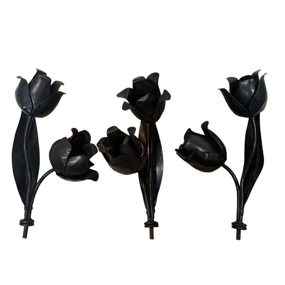 Black Metal Roses Set of 3 Screw in Ends DIY Craft Project